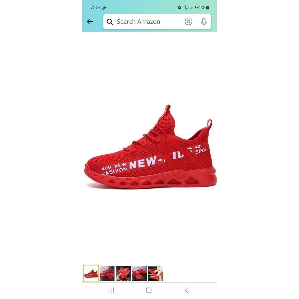 New Kids Youth Size 7 (38) Daclay Red Athletic Casual Running Shoes Sneakers